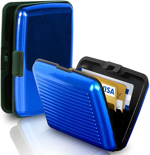 Portcard din metal inoxidabil, Zola®, albastru, securizat, 11 x 7.5 x 2 cm Portcard din metal inoxidabil, Zola®, albastru, securizat, 11 x 7.5 x 2 cm
